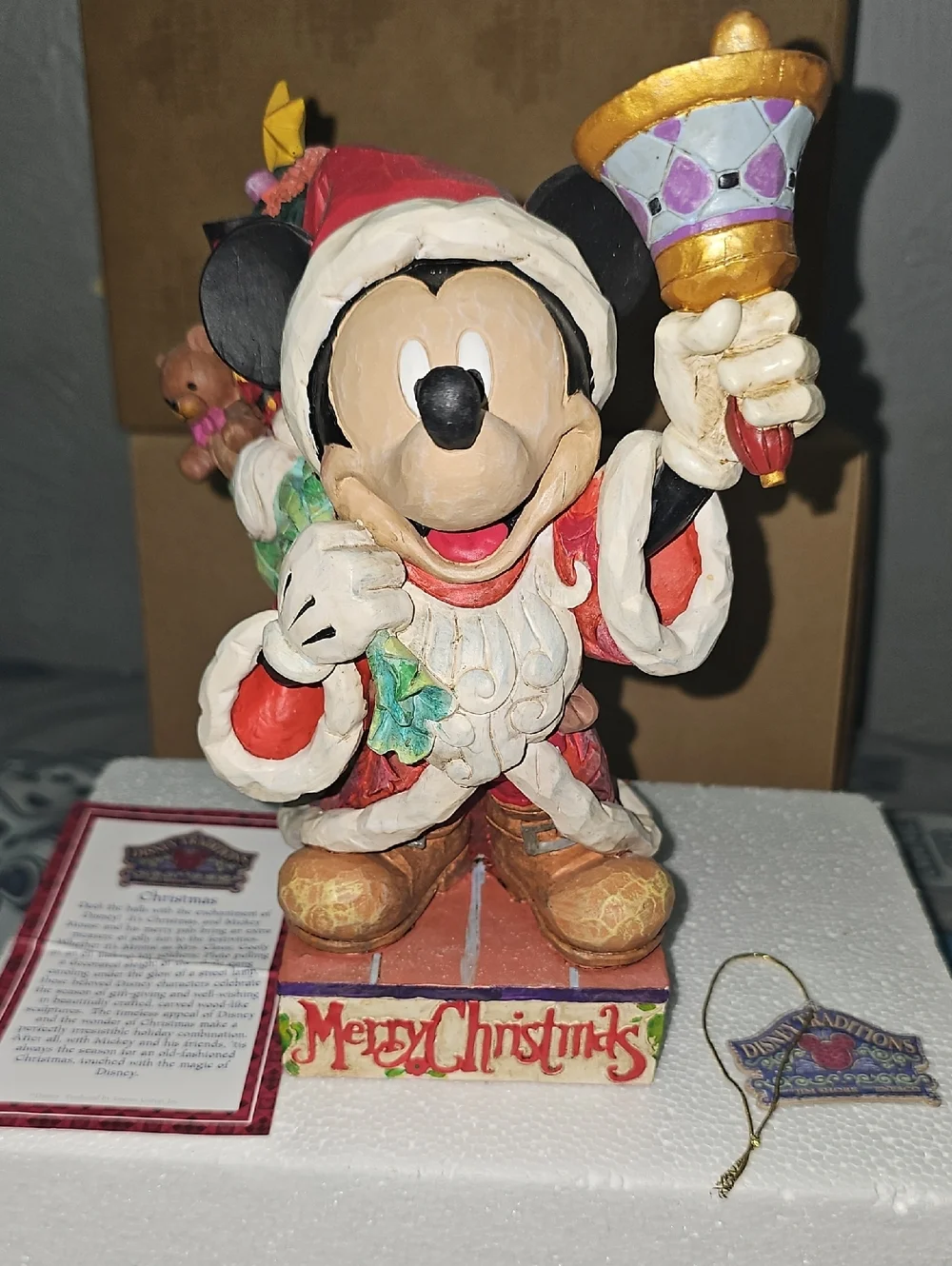 Jim Shore Old Street Mickey Mouse Santa Figurine - Red, White, Gold, Black